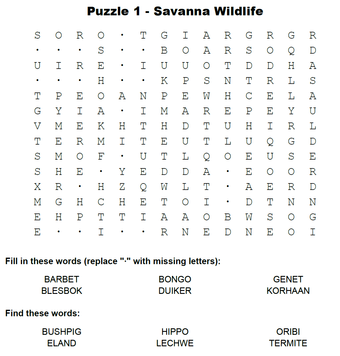 Word search preview